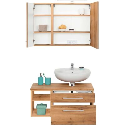 WELLTIME Davos Badezimmermöbel-Set - 3-teilig, Eichefarben, LED WELLTIME Davos Badezimmermöbel-Set - 3-teilig, Eichefarben, LED
