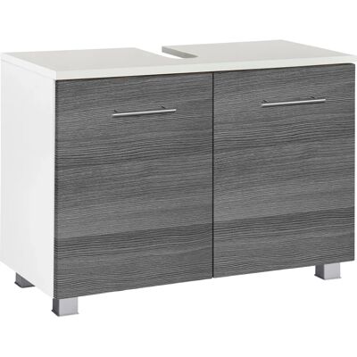 WELLTIME Trento Badezimmer Unterschrank - 80cm, 2 Türen, MDF, Silber WELLTIME Trento Badezimmer Unterschrank - 80cm, 2 Türen, MDF, Silber