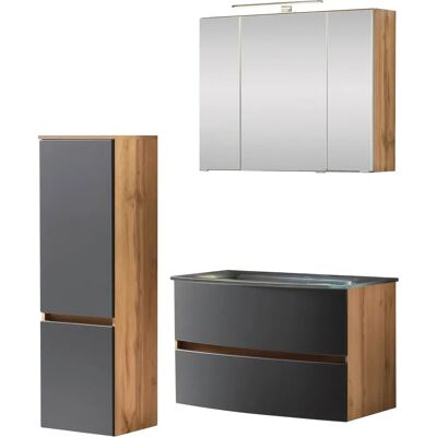 Welltime Kaunas Badezimmer-Set - Modular, Grau/Wotan Welltime Kaunas Badezimmer-Set - Modular, Grau/Wotan
