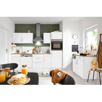 Held Möbel Gera Küchenzeile - 270cm Weiß, Eichenarbeitsplatte - Küchenmöbel Held Möbel Gera Küchenzeile - 270cm Weiß, Eichenarbeitsplatte - Küchenmöbel