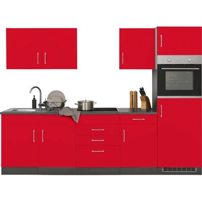 Kochstation KS-Paris - Küchenzeile, Rot, 270cm breit Kochstation KS-Paris - Küchenzeile, Rot, 270cm breit