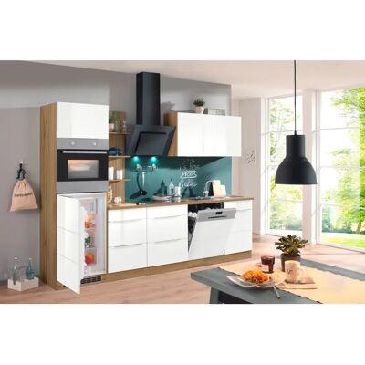 Kochstation KS-Brindisi Küchenschrank - Hochglanz Weiß, Wotaneiche - 50cm Kochstation KS-Brindisi Küchenschrank - Hochglanz Weiß, Wotaneiche - 50cm