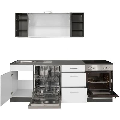 Kochstation KS-Paris Küchenzeile - 220cm x 60cm - Weiß - Küche Kochstation KS-Paris Küchenzeile - 220cm x 60cm - Weiß - Küche