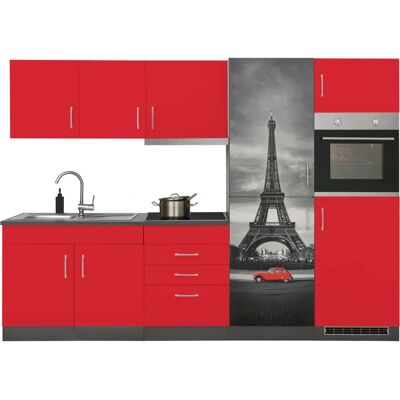 Kochstation KS-Paris - Komplettküchen-Set mit Rot/Graphit Kochstation KS-Paris - Komplettküchen-Set mit Rot/Graphit