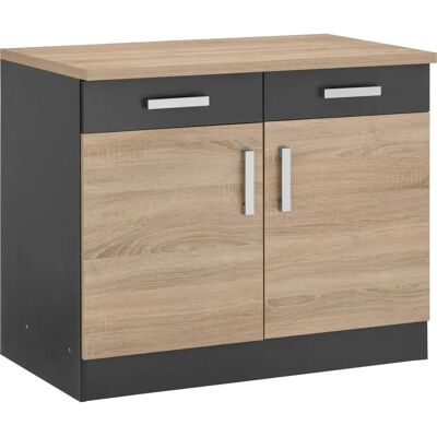 HELD MÖBEL Gera Küchenschrank - 100x85x60 cm - grau (eiche, anthrazit) - Küchenschrank HELD MÖBEL Gera Küchenschrank - 100x85x60 cm - grau (eiche, anthrazit) - Küchenschrank