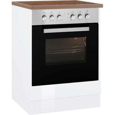 Kochstation Virginia Küchenunterschrank - Weiß Hochglanz / Wotaneiche - 60cm Kochstation Virginia Küchenunterschrank - Weiß Hochglanz / Wotaneiche - 60cm