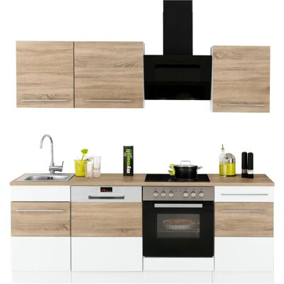 Kochstation KS-Trient Küchenzeile - Weiß/Eiche Sonoma - 220cm Kochstation KS-Trient Küchenzeile - Weiß/Eiche Sonoma - 220cm