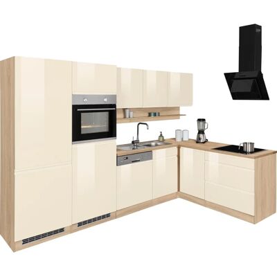 Kochstation Virginia Winkelküche - L-förmige Küche mit Creme Hochglanz & Eiche Sonoma Kochstation Virginia Winkelküche - L-förmige Küche mit Creme Hochglanz & Eiche Sonoma