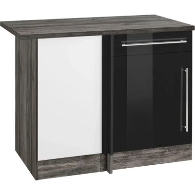 Kochstation KS-Samos - Vintage Eiche Schwarz Hochglanz Küchenschrank Kochstation KS-Samos - Vintage Eiche Schwarz Hochglanz Küchenschrank