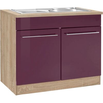 HELD MÖBEL Eton Küchenschrank - Aubergine Hochglanz - 100x85x60 cm HELD MÖBEL Eton Küchenschrank - Aubergine Hochglanz - 100x85x60 cm
