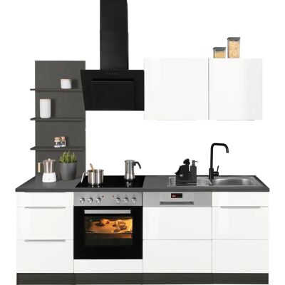 Kochstation KS-Brindisi - Küchenzeile 220cm Weiß Hochglanz Kochstation KS-Brindisi - Küchenzeile 220cm Weiß Hochglanz