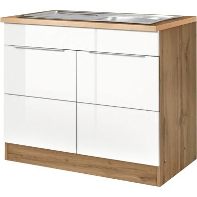 Kochstation KS-Brindisi - Hochglanz Küchenschrank - 100cm Kochstation KS-Brindisi - Hochglanz Küchenschrank - 100cm
