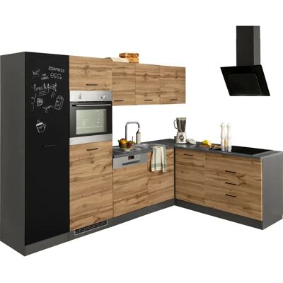 Kochstation KS-Trier - Eckküche, Grau & Eiche, 280x280cm Kochstation KS-Trier - Eckküche, Grau & Eiche, 280x280cm