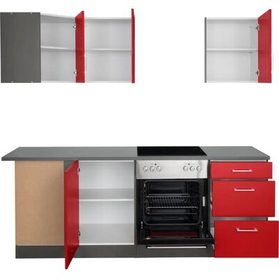 Kochstation KS-Paris Winkelküche - 220cm x 220cm - Rot Kochstation KS-Paris Winkelküche - 220cm x 220cm - Rot