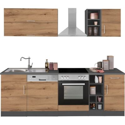 KOCHSTATION KS-Colmar Küchenzeile - 240cm x 60cm, Grau - Komplettküchen-Set KOCHSTATION KS-Colmar Küchenzeile - 240cm x 60cm, Grau - Komplettküchen-Set
