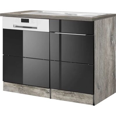 Kochstation KS-Brindisi - 110cm Hochglanz Vintage Eichen Schrank Kochstation KS-Brindisi - 110cm Hochglanz Vintage Eichen Schrank
