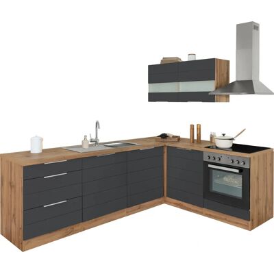 Kochstation Wotaneiche Grau - Küchenzeile 240cm Kochstation Wotaneiche Grau - Küchenzeile 240cm