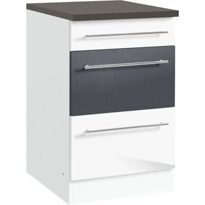 Held Möbel Trient Küchenunterschrank - Hochglanz Weiß/Anthrazit - 50cm breit Held Möbel Trient Küchenunterschrank - Hochglanz Weiß/Anthrazit - 50cm breit