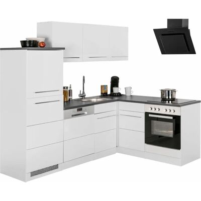 Kochstation Trient - Weiß Hochglanz Küchen-Set mit Arbeitsplatte Kochstation Trient - Weiß Hochglanz Küchen-Set mit Arbeitsplatte