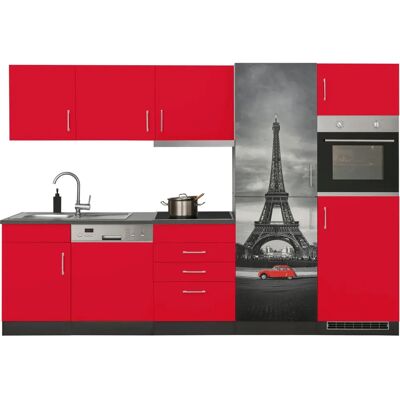 Kochstation KS-Paris - Moderne rote Einbauküche mit Induktion Kochstation KS-Paris - Moderne rote Einbauküche mit Induktion