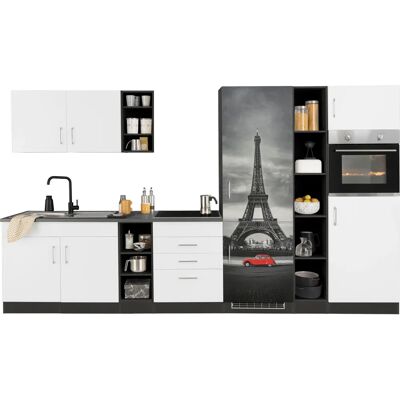 Held Möbel Paris Küchenzeile - 340cm, Weiß, Anthrazit, Modular Held Möbel Paris Küchenzeile - 340cm, Weiß, Anthrazit, Modular