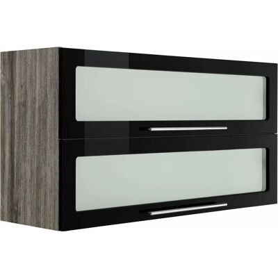 Kochstation KS-Samos Hängeschrank - 2 Türen - Schwarz & Eiche Kochstation KS-Samos Hängeschrank - 2 Türen - Schwarz & Eiche