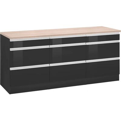 Held Möbel Ohio Küchenunterschrank - Grau Hochglanz - 180cm Held Möbel Ohio Küchenunterschrank - Grau Hochglanz - 180cm