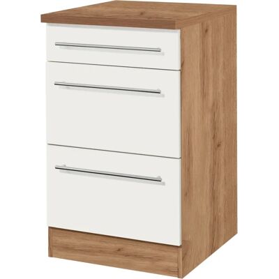 Kochstation KS-Wien - Wotan Eiche, Weiß, 50x60x85cm - Küchenschrank Kochstation KS-Wien - Wotan Eiche, Weiß, 50x60x85cm - Küchenschrank
