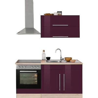 Kochstation KS-Samos - Aubergine Hochglanz Küchenzeile - Küchenunit Kochstation KS-Samos - Aubergine Hochglanz Küchenzeile - Küchenunit