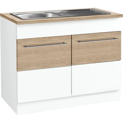 Kochstation Trient - 100cm Weiß/Eiche Küchenunterschrank Kochstation Trient - 100cm Weiß/Eiche Küchenunterschrank