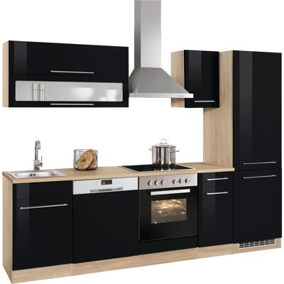 Kochstation KS-Eton Küchenzeile - Schwarz, 270cm x 60cm - Küchenmöbel-Set Kochstation KS-Eton Küchenzeile - Schwarz, 270cm x 60cm - Küchenmöbel-Set