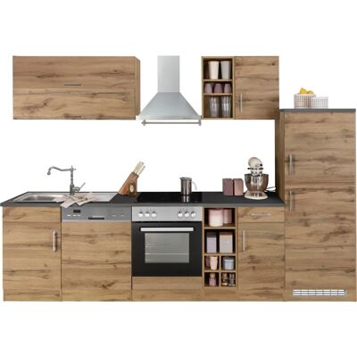 Kochstation Colmar Komplettküchenset - Wotaneiche / Braun - Küchenzeile Kochstation Colmar Komplettküchenset - Wotaneiche / Braun - Küchenzeile