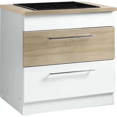 Kochstation Trient Küchenunterschrank - 80cm breit, Weiß & Eiche Kochstation Trient Küchenunterschrank - 80cm breit, Weiß & Eiche