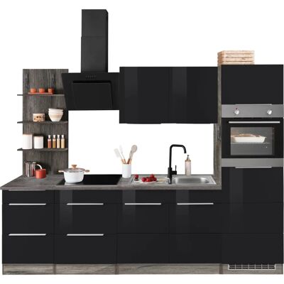 Kochstation KS-Brindisi 270cm Schwarz Hochglanz Küchenzeile Kochstation KS-Brindisi 270cm Schwarz Hochglanz Küchenzeile