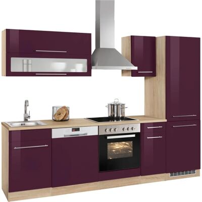 Kochstation Eton - Aubergine Hochglanz Küchenset Kochstation Eton - Aubergine Hochglanz Küchenset