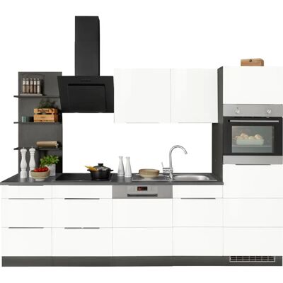 Kochstation KS-Brindisi 280cm Weiße Hochglanz-Küche - Küche Kochstation KS-Brindisi 280cm Weiße Hochglanz-Küche - Küche