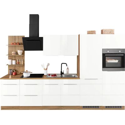 Kochstation KS-Brindisi 330cm Weiße Hochglanz Küchenzeile Kochstation KS-Brindisi 330cm Weiße Hochglanz Küchenzeile