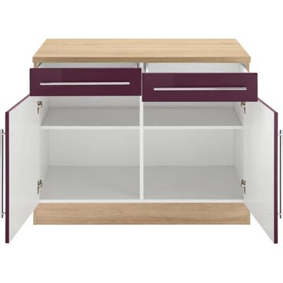 Kochstation KS-Samos - Hochglanz Aubergine & Eiche Sonoma - Unterschrank Kochstation KS-Samos - Hochglanz Aubergine & Eiche Sonoma - Unterschrank