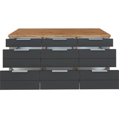 Kochstation KS-Luhe - 180cm Grau Holz Küchenunterschrank Kochstation KS-Luhe - 180cm Grau Holz Küchenunterschrank