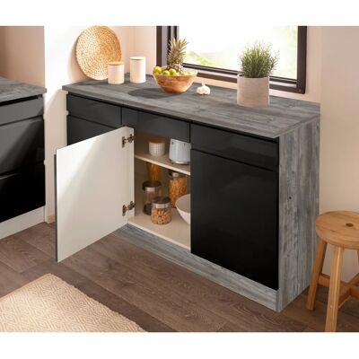 Kochstation KS-Virginia Unterschrank - Hochglanz Schwarz - 150cm Kochstation KS-Virginia Unterschrank - Hochglanz Schwarz - 150cm
