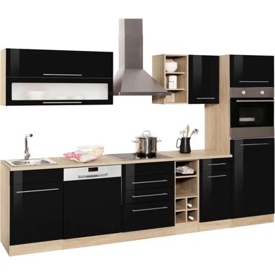 KOCHSTATION KS-Eton - Schwarz, Eiche, 300x60cm - Küchenzeile KOCHSTATION KS-Eton - Schwarz, Eiche, 300x60cm - Küchenzeile