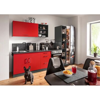 Held Möbel Paris Küchenzeile - Komplettküchen-Set, 300cm, rot & grafit Held Möbel Paris Küchenzeile - Komplettküchen-Set, 300cm, rot & grafit
