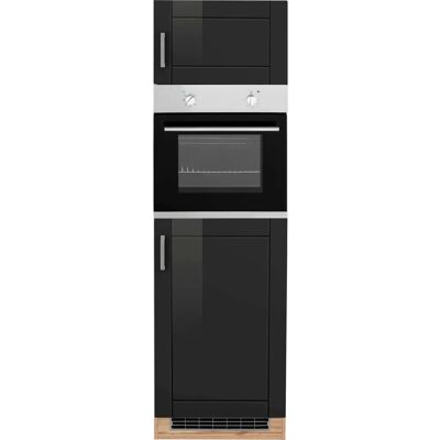 Kochstation KS-Tinnum - 60x200cm schwarzer Küchenschrank Kochstation KS-Tinnum - 60x200cm schwarzer Küchenschrank