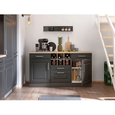 Kochstation KS-Stockholm - 150cm, MDF, grau Kochstation KS-Stockholm - 150cm, MDF, grau
