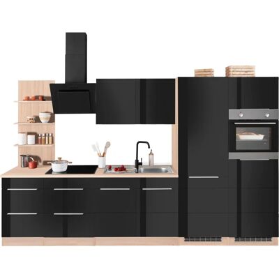 Kochstation KS-Brindisi 330cm Küchenzeile - Schwarz Hochglanz Kochstation KS-Brindisi 330cm Küchenzeile - Schwarz Hochglanz