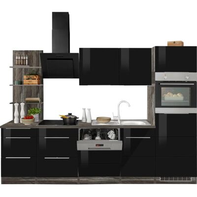Kochstation KS-Brindisi - 280cm Schwarze Küche Kochstation KS-Brindisi - 280cm Schwarze Küche