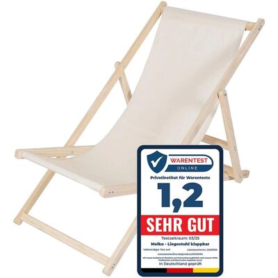 MELKO - Lettino relax - Beige - Pine - 3 pos schienale - Lounge chair MELKO - Lettino relax - Beige - Pine - 3 pos schienale - Lounge chair