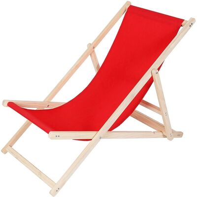 MELKO - Relax - Rosso - Pino - Lettino da giardino MELKO - Relax - Rosso - Pino - Lettino da giardino
