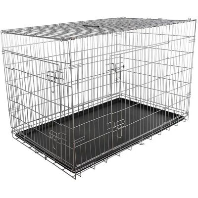 MELKO Hundegitter - Faltbare Metallgitterbox 120x80,5x75 cm - Transport & Zuhause MELKO Hundegitter - Faltbare Metallgitterbox 120x80,5x75 cm - Transport & Zuhause