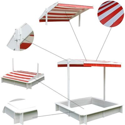 MELKO - Cassapanca di legno con tetto solare - Casa giochi - Bianco - Sicuro per bambini MELKO - Cassapanca di legno con tetto solare - Casa giochi - Bianco - Sicuro per bambini